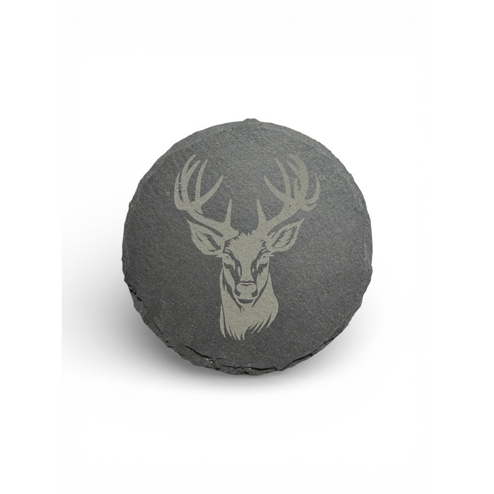 Natural Black Slate Coasters Round 4 Inch Stone Drink Coaster Set with Foam Feet